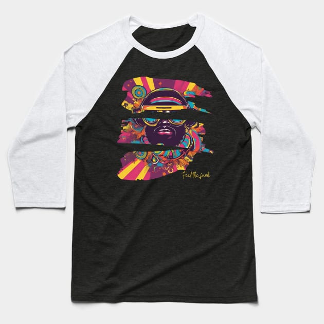 Retro Funk Music Art Baseball T-Shirt by Klau